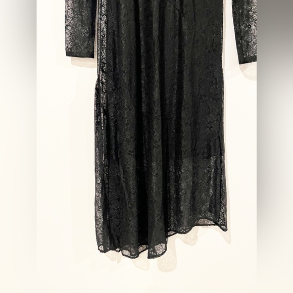 NWT All Saints Hanna Lace Black Asymmetrical Mock Neck Midi Dress Size US 8 - Picture 9 of 16